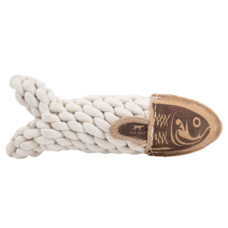 Tall Tails Natural Leather Crunch Rope Fish