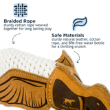 Tall Tails Natural Leather Quacker Rope Tug Toy for Dogs