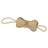 Tall Tails Natural Leather & Wool Bone Tug Toy for Dogs