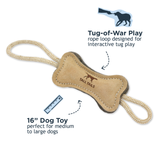 Tall Tails Natural Leather & Wool Bone Tug Toy for Dogs
