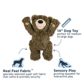 Tall Tails Plush Grizzly with Inner Rope Body - Durable, Squeaky Tug Toy for Dogs