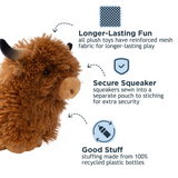 Tall Tails Plush Highland Cow - Soft Squeaky Toy for Dogs