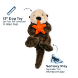 Tall Tails Plush Otter with Inner Rope Body - Durable, Squeaky Tug Toy for Dogs