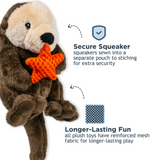 Tall Tails Plush Otter with Inner Rope Body - Durable, Squeaky Tug Toy for Dogs