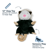 Tall Tails Plush Possum with Inner Rope Body - Durable, Squeaky Tug Toy for Dogs
