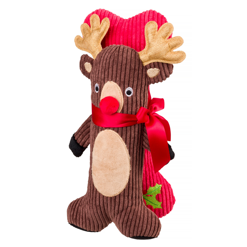 House of Paws Rudolph & Dog Bone 2 Pack - Durable, Squeaky Toy for Dogs
