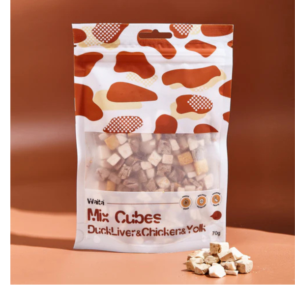Waita Freeze Dried Chicken, Duck Liver & Yolk Mixed Cubes